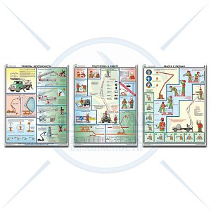 Информационный плакат Безопасность работ с автоподъемниками (автовышками) PS-APV-3 Комплект - 3л. (420х600; Пленка самоклеящаяся ПВХ; )