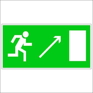 Знак фотолюминесцентный Направление к эвакуационному выходу направо вверх