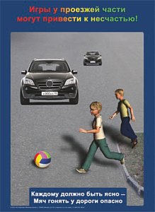 Информационный плакат Игры у проезжей части могут привести к несчастью